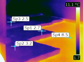 Thermografie einer obersten Geschossdecke whrend der Dmmarbeiten.